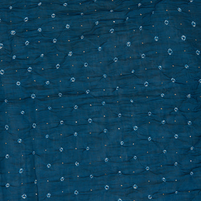 Teal Blue Chanderi Bandhej with Badla