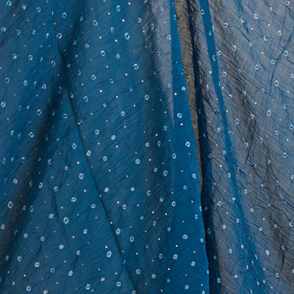 Teal Blue Chanderi Bandhej with Badla