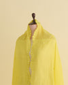 Yellow Fine Chanderi Dupatta with Resham Motif & 3D Applique Scallop Embroidery