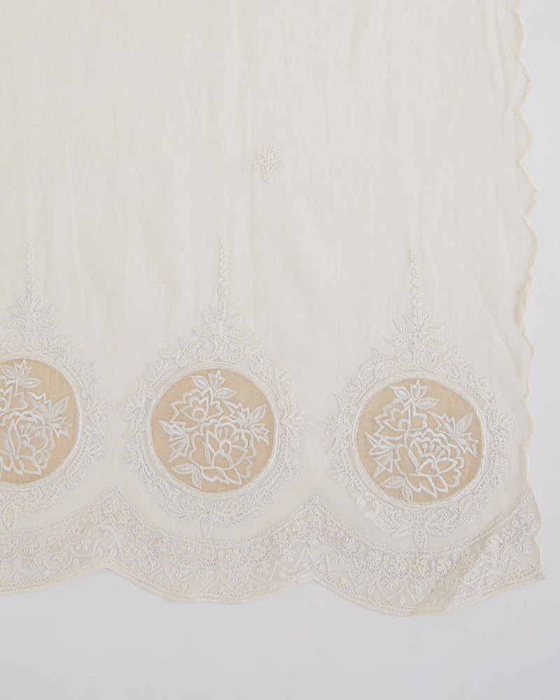 Kora Fine Chanderi Resham Motif Fabric with Applique Tissue Dupatta