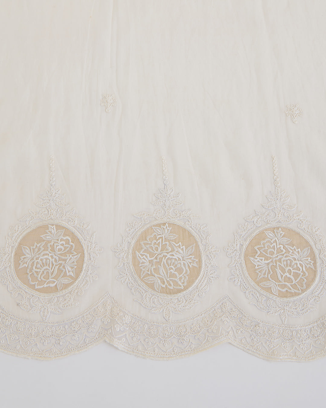 Kora Fine Chanderi Resham Motif Fabric with Applique Tissue Dupatta