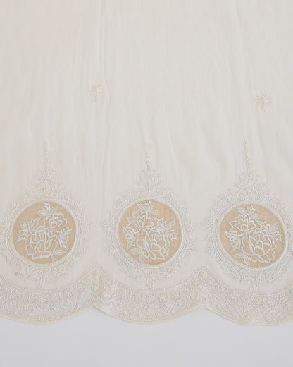 Kora Fine Chanderi Resham Motif Fabric with Applique Tissue Dupatta