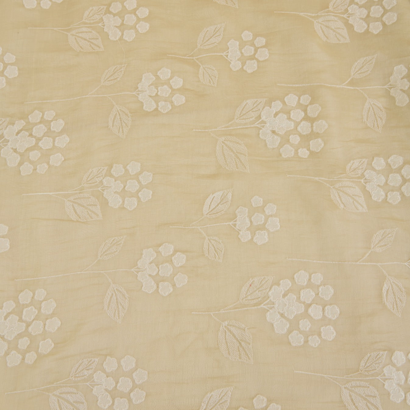 Beige Fine Chanderi Thread Applique Work Buta Fabric