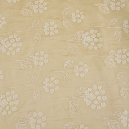 Beige Fine Chanderi Thread Applique Work Buta Fabric