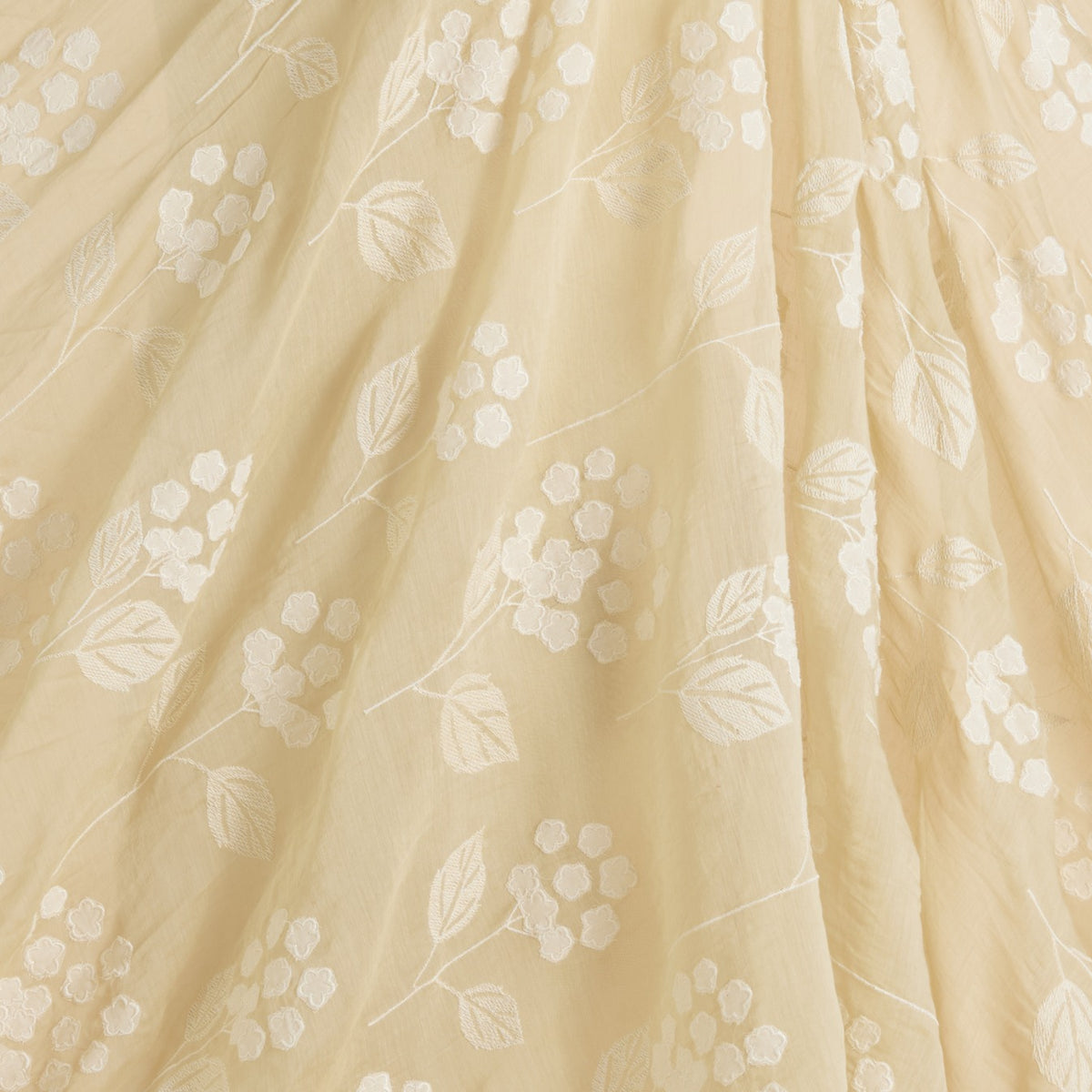 Beige Fine Chanderi Thread Applique Work Buta Fabric