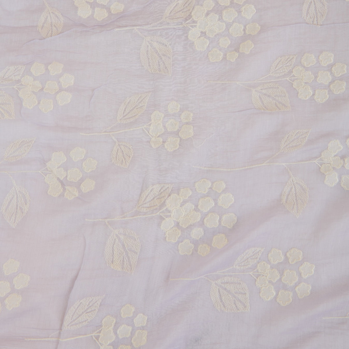 Lilac Fine Chanderi Thread Applique Work Buta Fabric