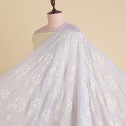 Lilac Fine Chanderi Thread Applique Work Buta Fabric