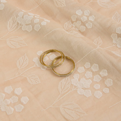 Light Peach Fine Chanderi Thread Applique Work Buta Fabric