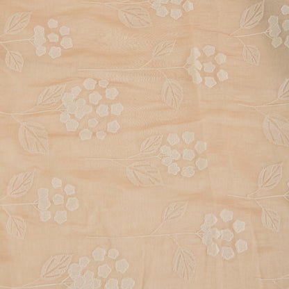 Light Peach Fine Chanderi Thread Applique Work Buta Fabric