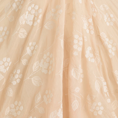 Light Peach Fine Chanderi Thread Applique Work Buta Fabric