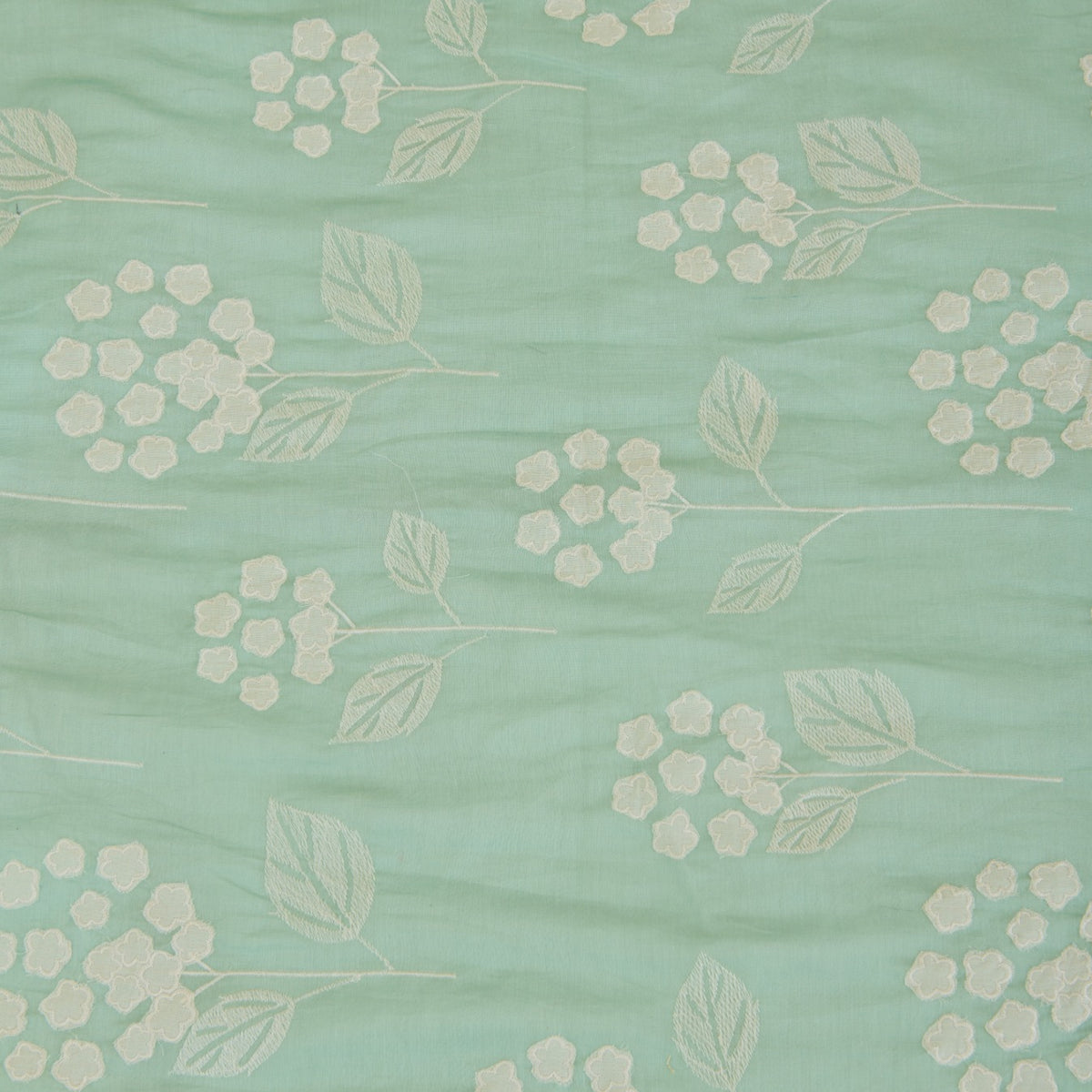 Sea Green Fine Chanderi Thread Applique Work Buta Fabric