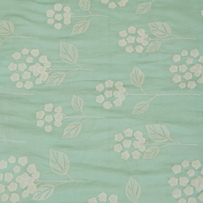 Sea Green Fine Chanderi Thread Applique Work Buta Fabric