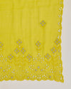 Lime Green Fine Chanderi Dupatta with Thread Sequins & Gota Embroidery