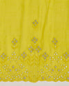 Lime Green Fine Chanderi Dupatta with Thread Sequins & Gota Embroidery