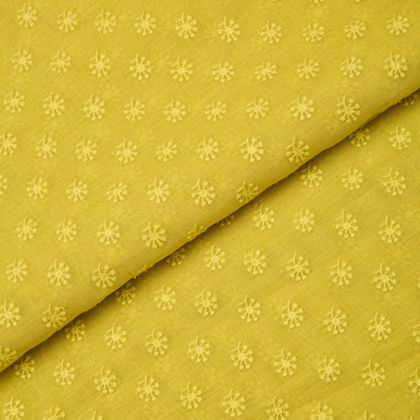 Lime Green Chanderi Lucknowi Embroidered Fabric with Badla Work