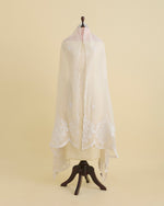 Natural Fine Chanderi Dupatta with Resham Motifs & Velvet Applique