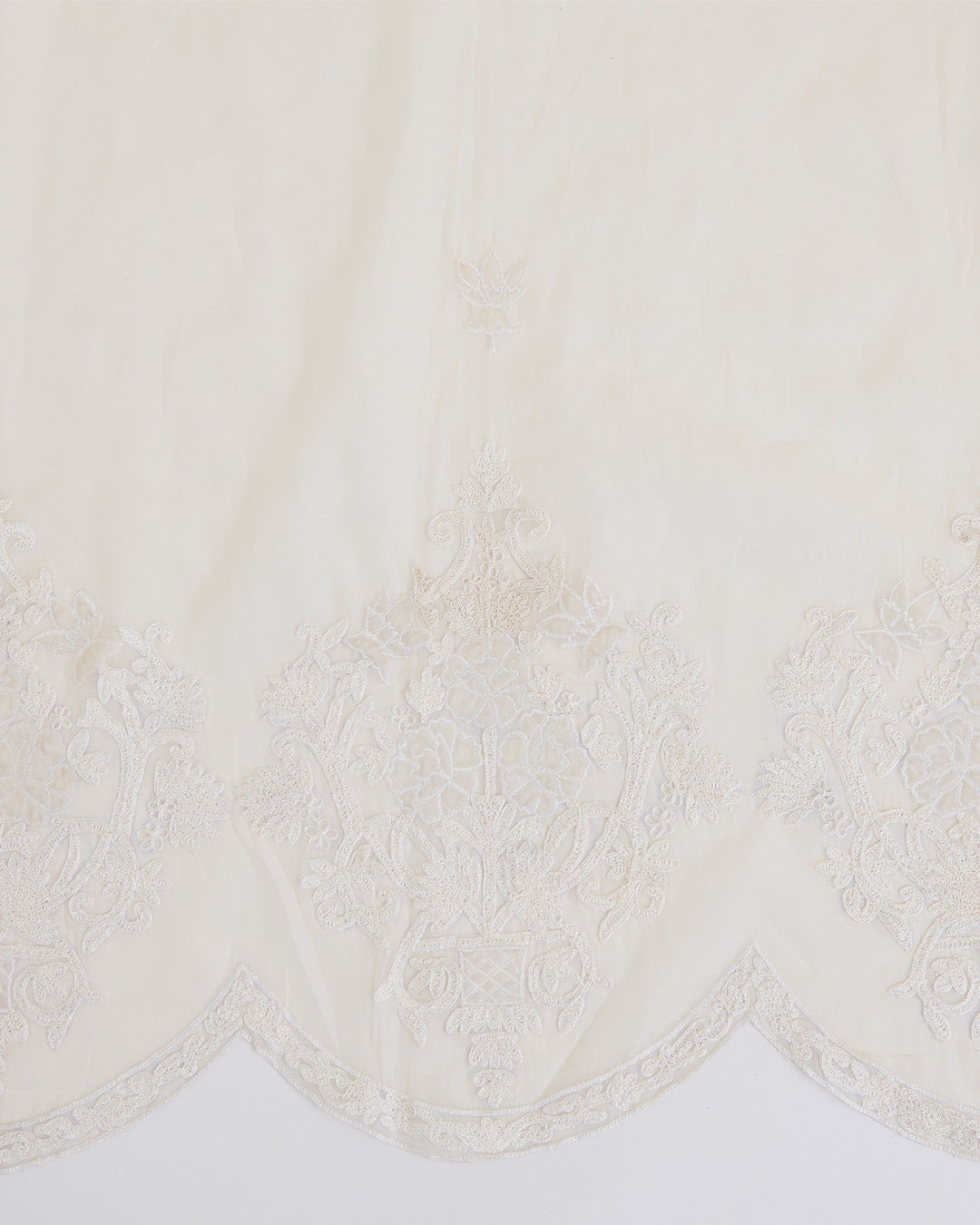 Natural Fine Chanderi Dupatta with Resham Motifs & Velvet Applique