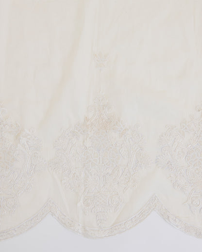 Natural Fine Chanderi Dupatta with Resham Motifs & Velvet Applique