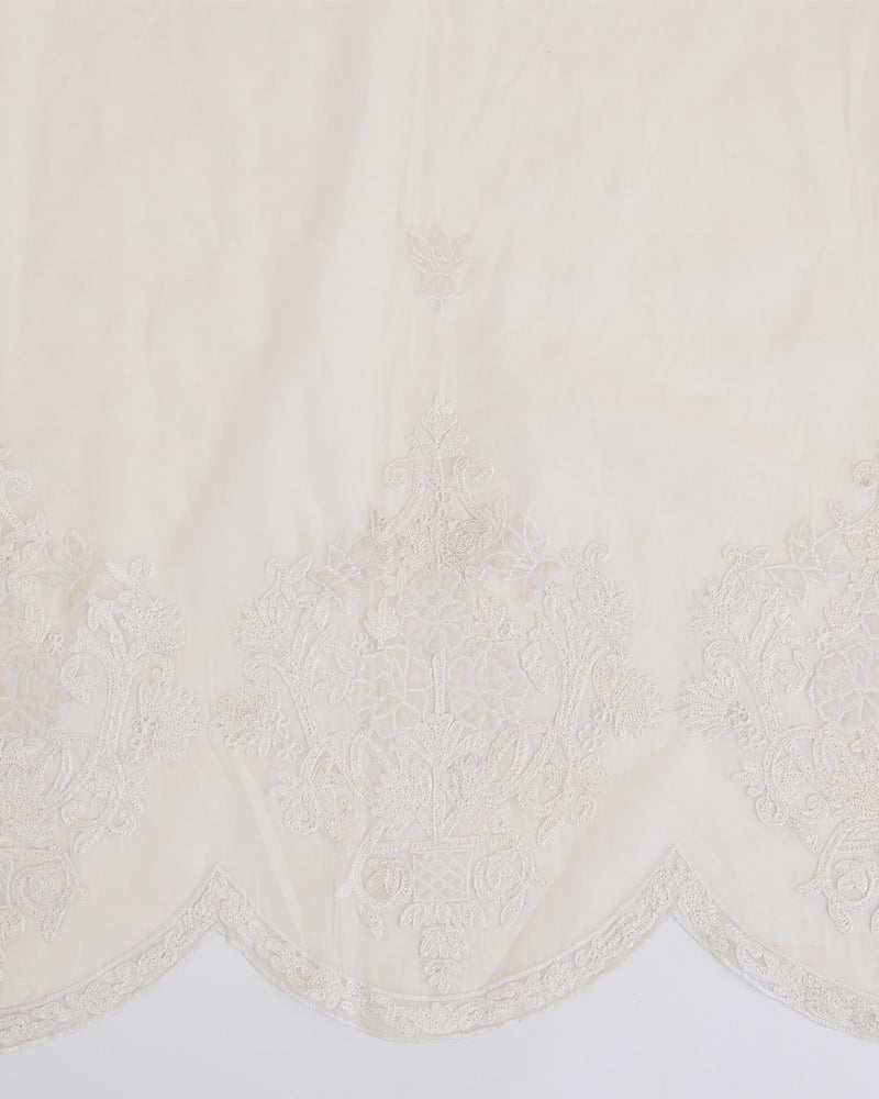 Natural Fine Chanderi Dupatta with Resham Motifs & Velvet Applique