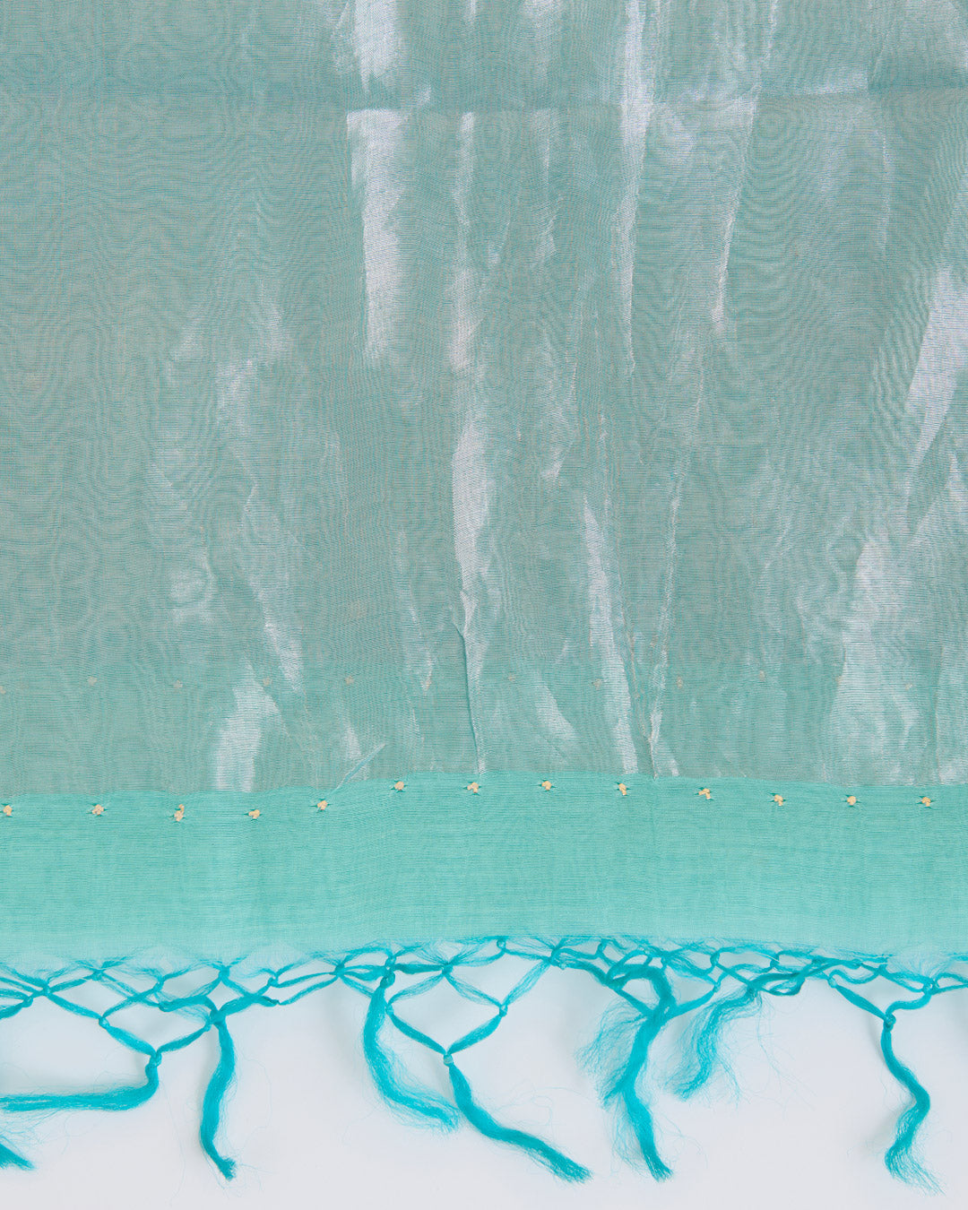 Aqua Fine Chanderi Dupatta with Rose Gold Pallu Badla Work