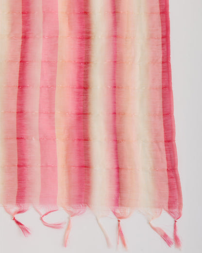 Red Maroon Fine Linen Silk Digital Printed Dupatta
