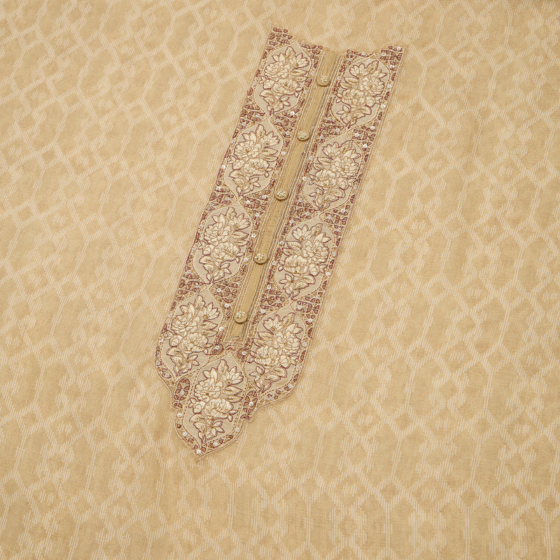 Beige and Maroon Chanderi Mal Kurta with Resham & Zari Embroidery