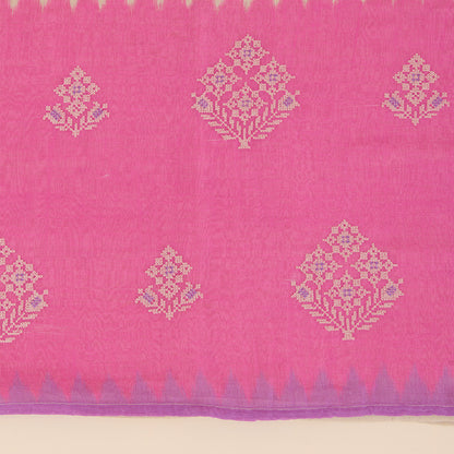 Beige Pink Fine Chanderi Cross Stitch Embroidered Buti Kurta