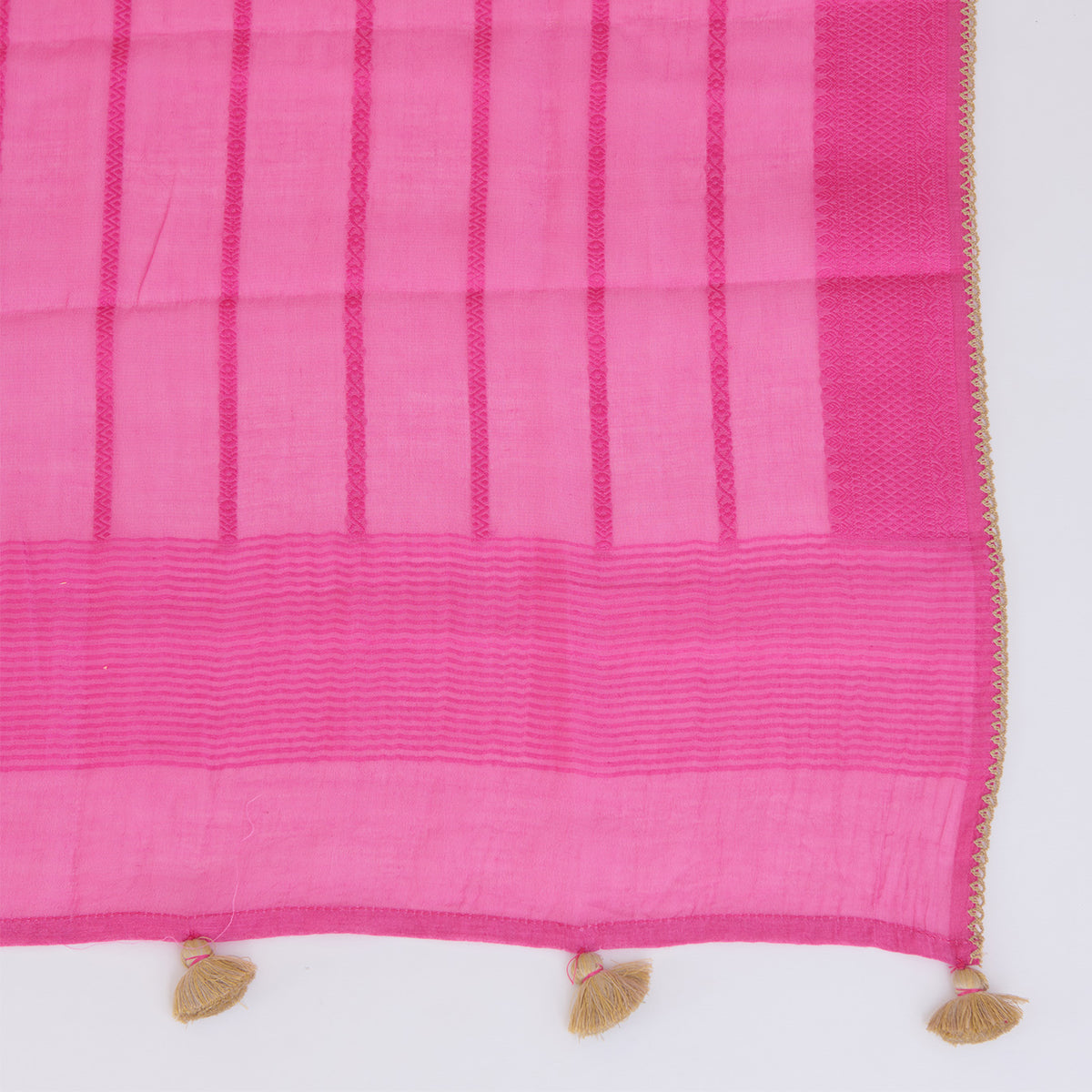 Beige Pink Fine Chanderi Cross Stitch Embroidered Buti Kurta