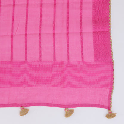 Beige Pink Fine Chanderi Cross Stitch Embroidered Buti Kurta