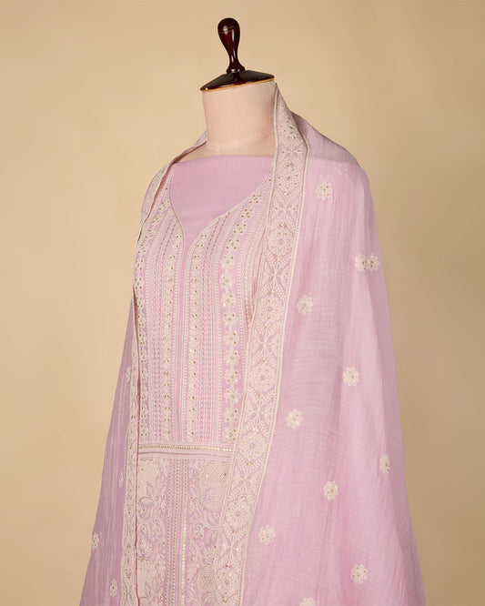 Baby Pink Fine Chanderi Embroidered Suit with Dupatta