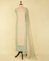 Dusty Green Muslin Kurta with Block Print, Resham & Hakoba Work