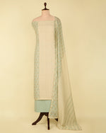 Dusty Green Muslin Kurta with Block Print, Resham & Hakoba Work