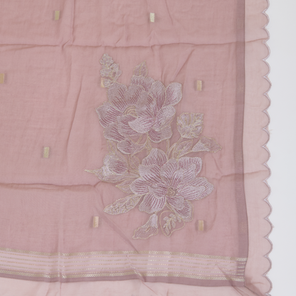 Dusty Mauve Fine Chanderi Resham Embroidered Kurta Set