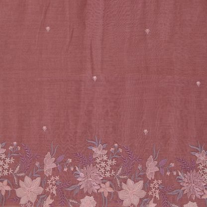Dusty Brown Fine Chanderi Thread Embroidered Kurta Set