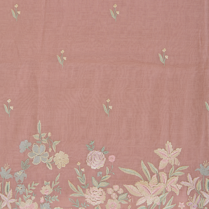 Onion Pink Fine Chanderi Thread Embroidered Suit Set