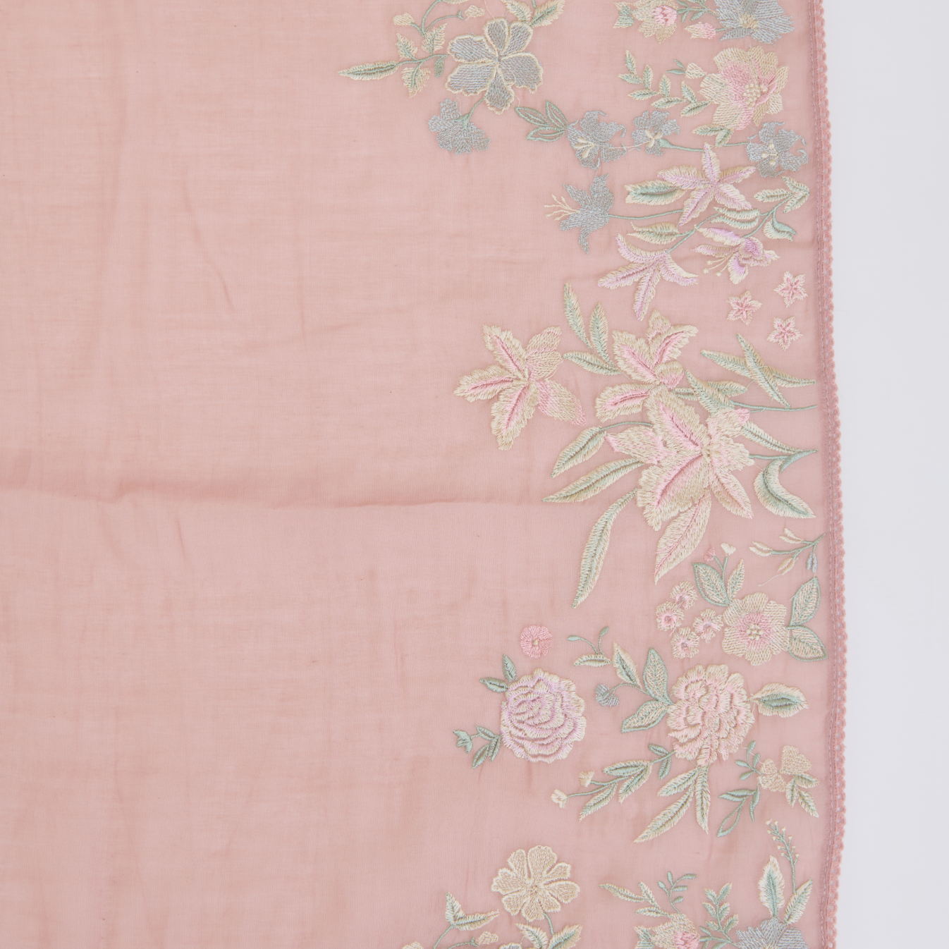 Onion Pink Fine Chanderi Thread Embroidered Suit Set