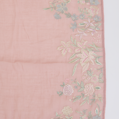 Onion Pink Fine Chanderi Thread Embroidered Suit Set