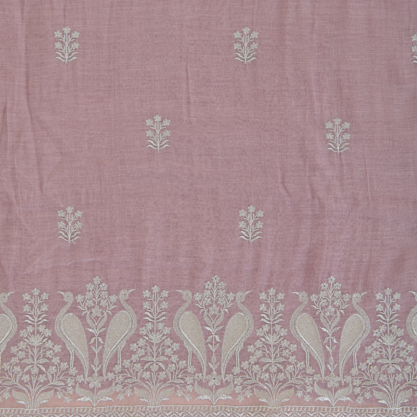 Dusty Mauve Fine Chanderi Zari Embroidered Kurta Set