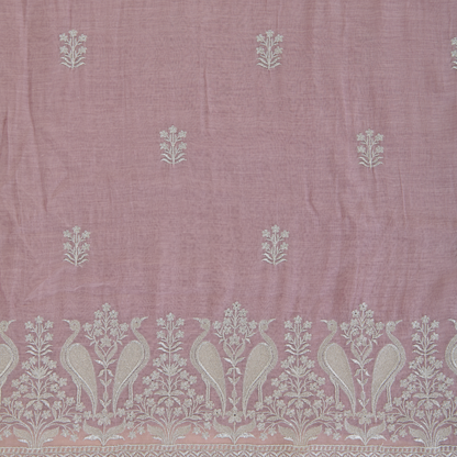 Dusty Mauve Fine Chanderi Zari Embroidered Kurta Set