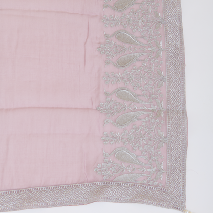 Dusty Mauve Fine Chanderi Zari Embroidered Kurta Set