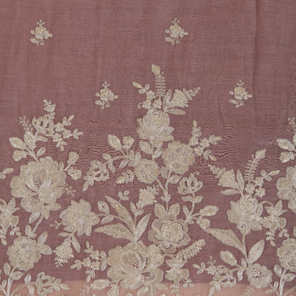 Dusty Mauve Fine Chanderi Zari Dori Embroidered Kurta Set