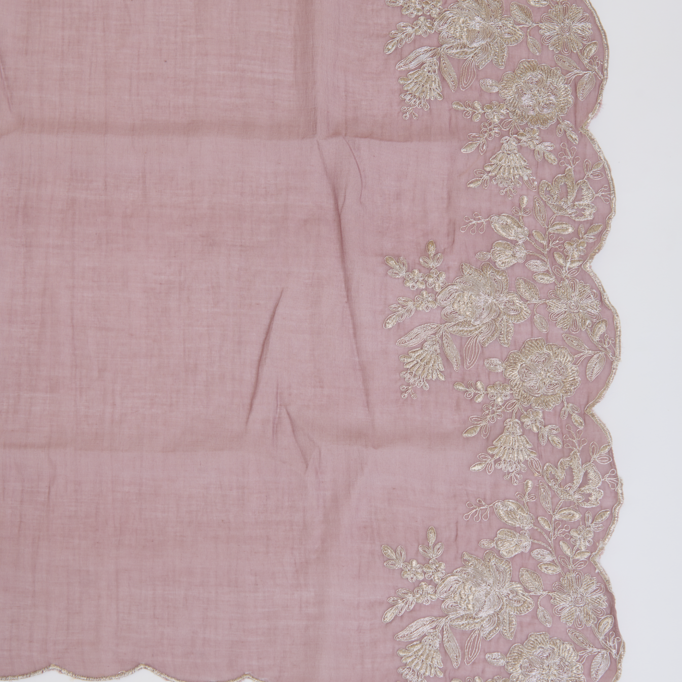 Dusty Mauve Fine Chanderi Zari Dori Embroidered Kurta Set