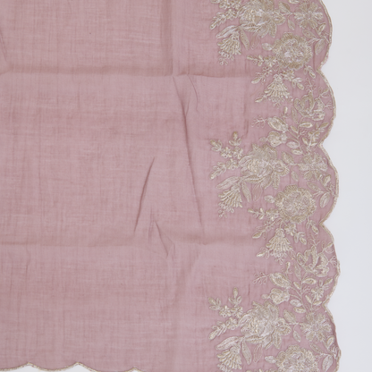 Dusty Mauve Fine Chanderi Zari Dori Embroidered Kurta Set