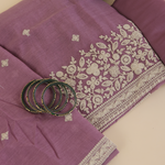 Dusty Mauve Fine Chanderi Resham Dori Embroidered Suit