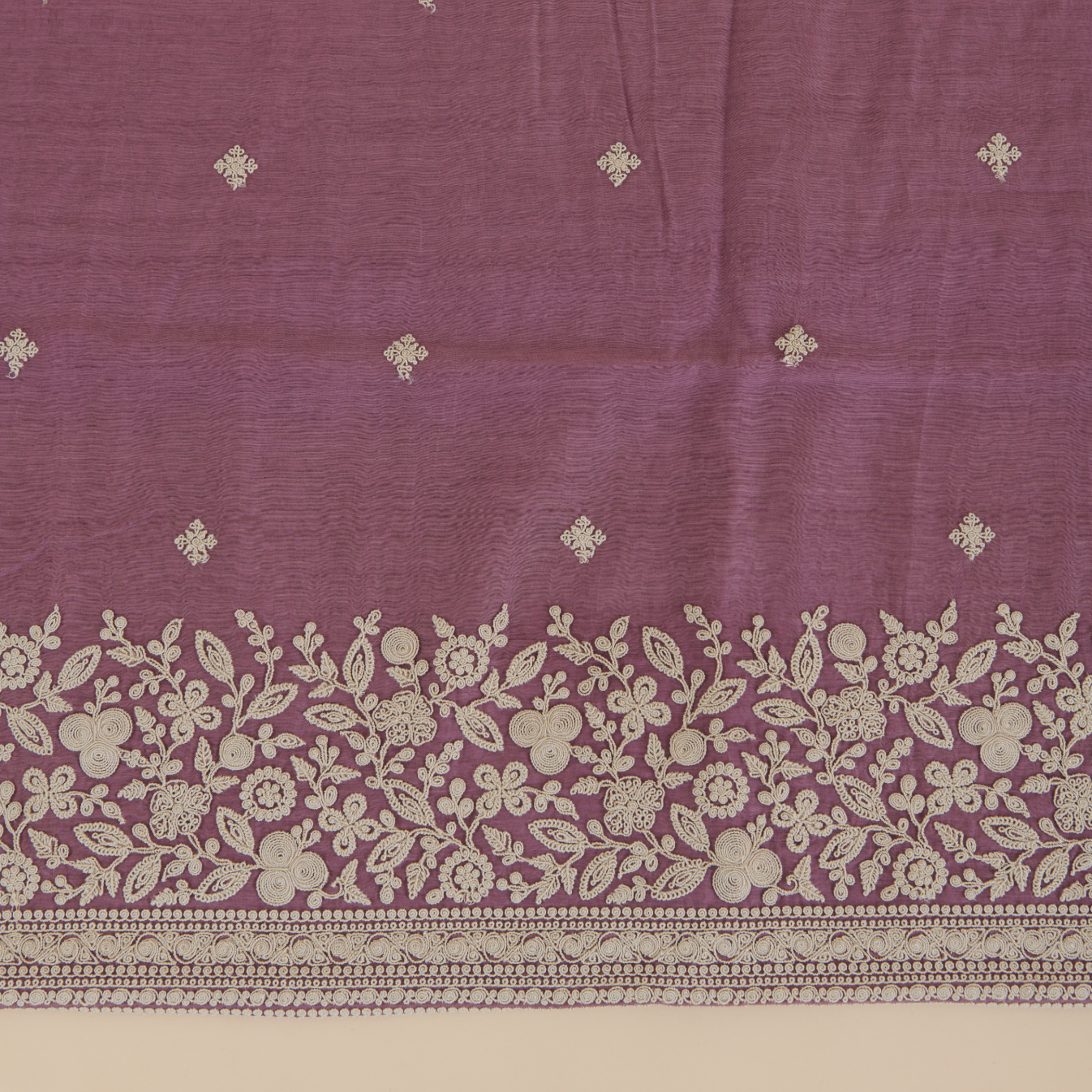 Dusty Mauve Fine Chanderi Resham Dori Embroidered Suit