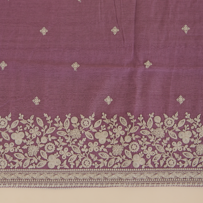 Dusty Mauve Fine Chanderi Resham Dori Embroidered Suit