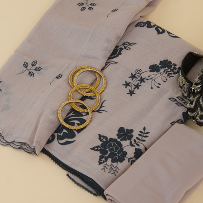 Dusty Mauve Fine Chanderi Thread Embroidered Kurta Set