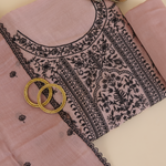 Dusty Peach Fine Chanderi Resham & Sequin Embroidered Suit
