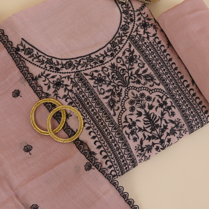 Dusty Peach Fine Chanderi Resham & Sequin Embroidered Suit