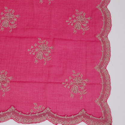 Dark Pink Fine Chanderi Thread Embroidered Kurta Set
